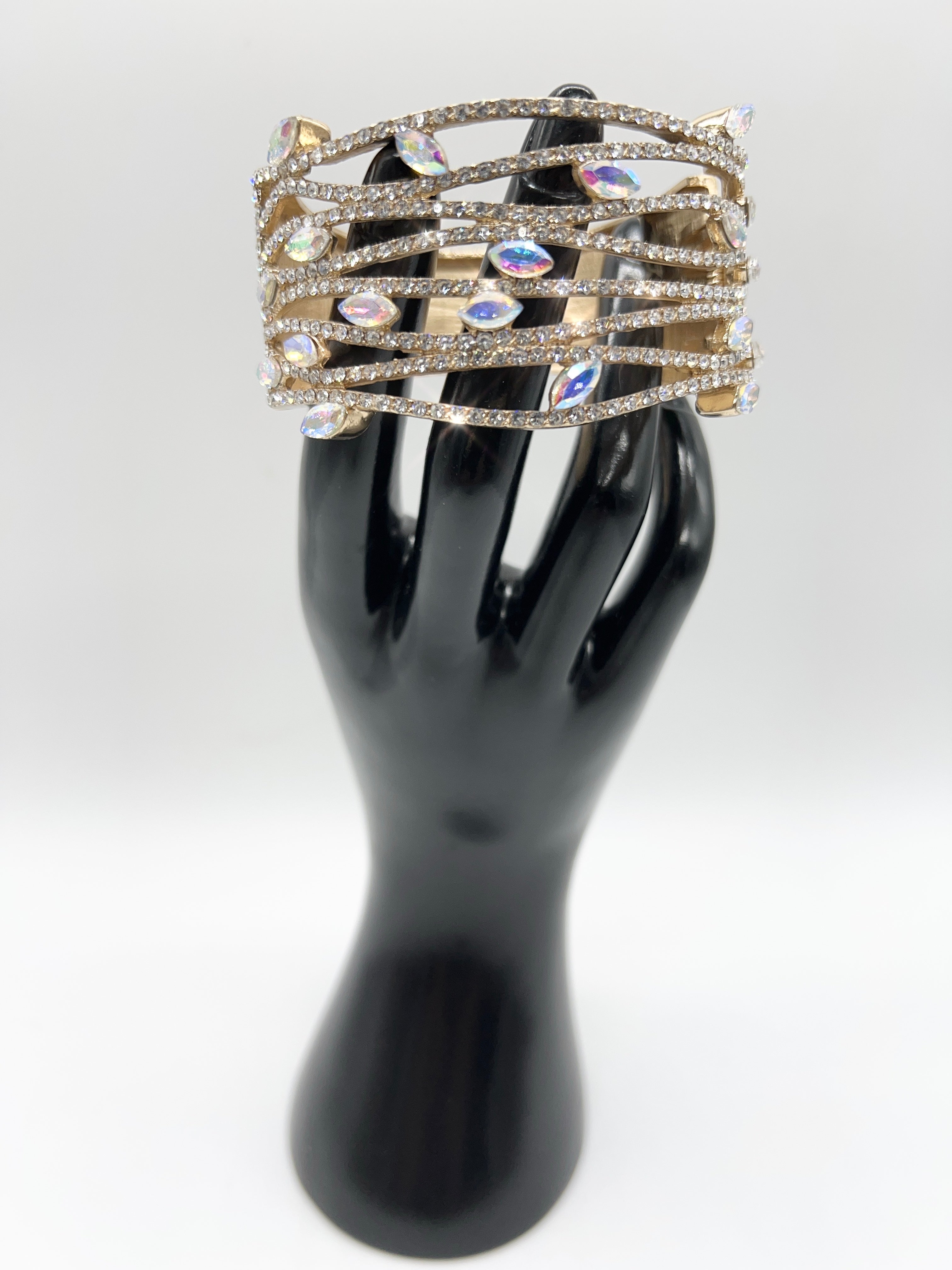 Vintage CORO Flower Bracelet AB Crystal Clear Rhinestones Cream Enamel.  8168 | eBay